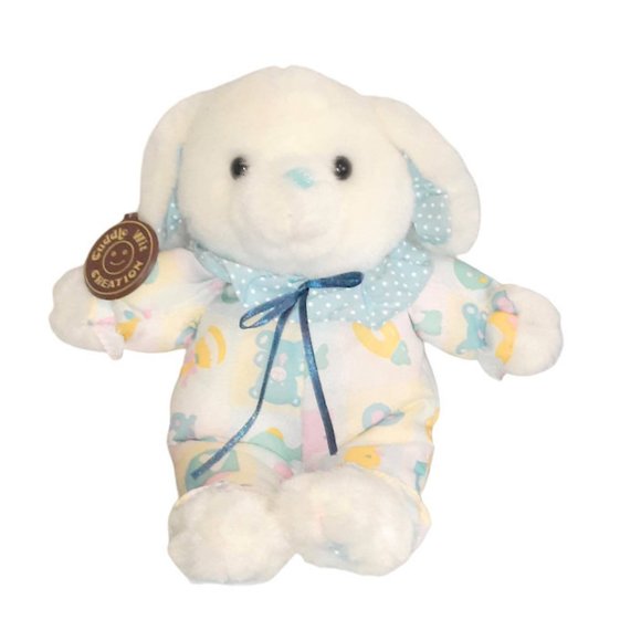 Vintage 1989 Cuddle Wit White Dog Puppy Cloth Outfit Stuffed Plush Toy 10" - Picture 2 of 10